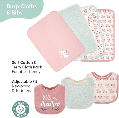 Miniatura 6 de The Peanutshell Juego de regalo de canastilla de bebé para niñas, juego de regalo de 30 piezas, ropa de bebé, 0-9 meses, elefante floral