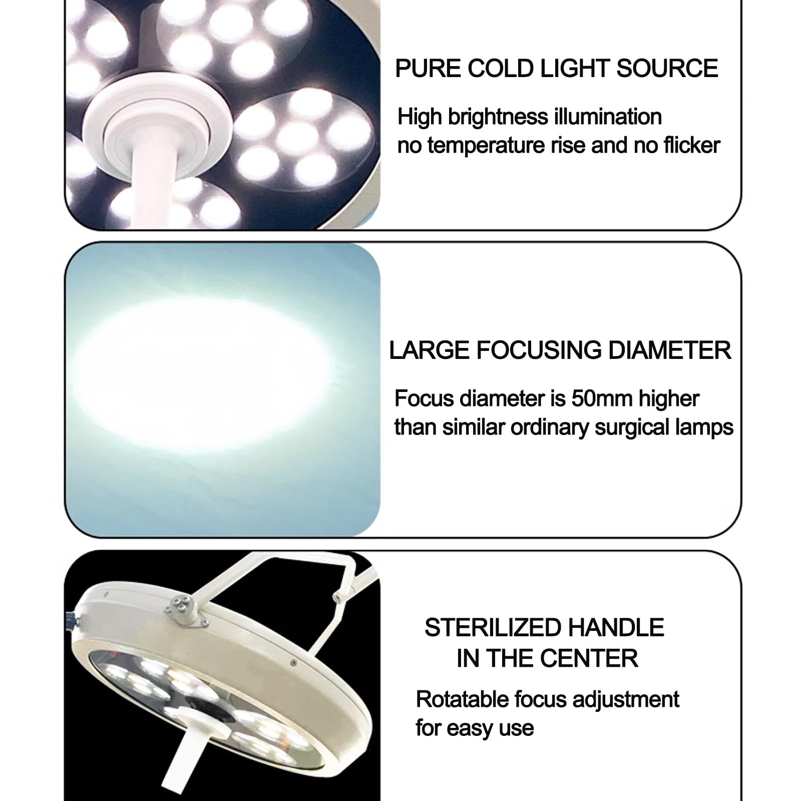 Zdejmowana pionowa lampa badawcza LED, medyczna pomocnicza lampa badawcza na salę operacyjną dla zwierząt domowych, ściemnialna moc, odpowiednia do ambulatoryjnego szpitala