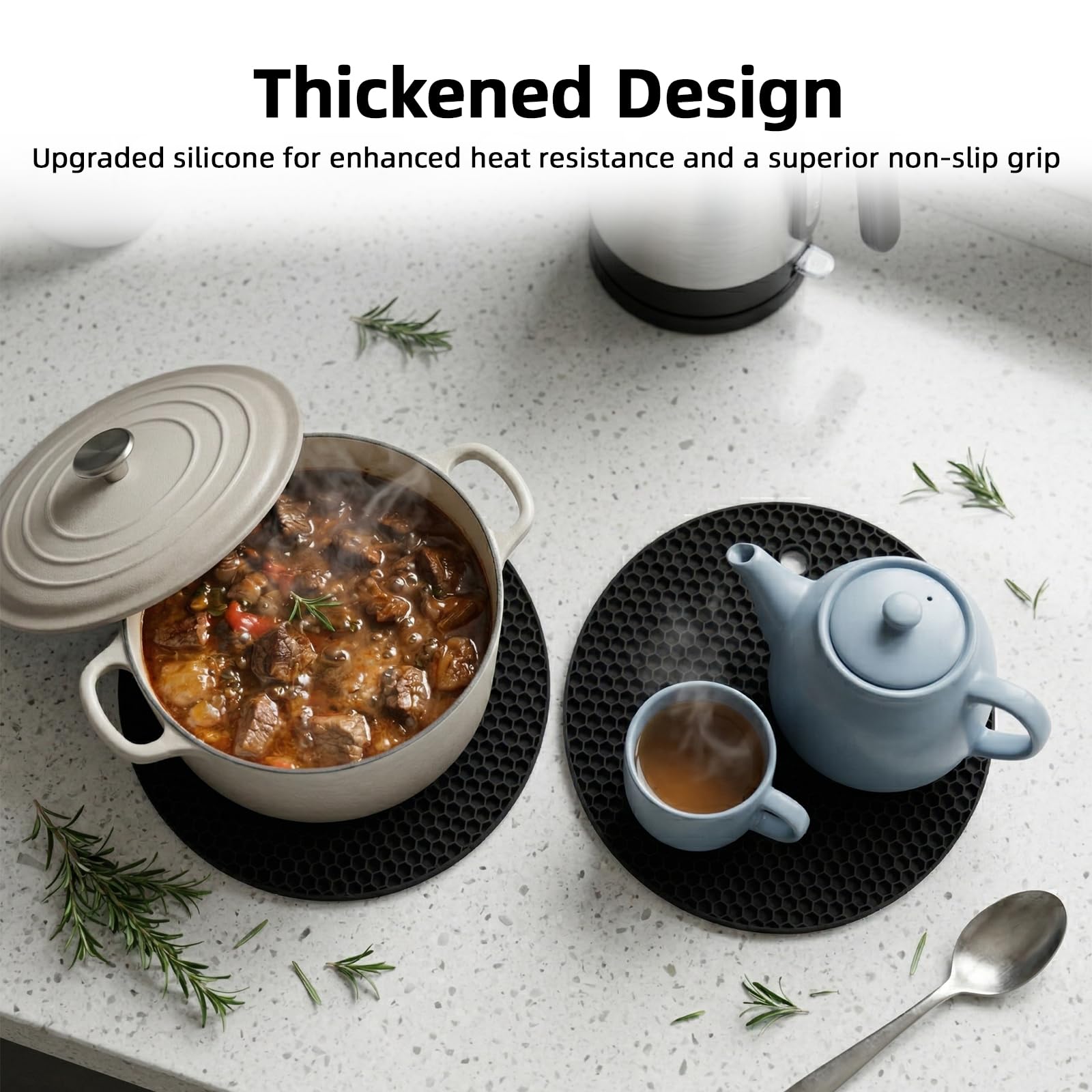 Carehabi Guanti da Forno e Presine Set da 4 Pezzi Silicone Guanti da Cucina Resistenti al Calore fino a 230°C con Trama a Nido d'Ape per Cuocere Barbecue e Cottura