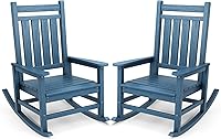 SERWALL Oversized Outdoor Rocking Chairs Set of 2, HDPE Patio Porch Rockers for Adults, All-Weather Blue Rocking Chairs 350lbs Capacity