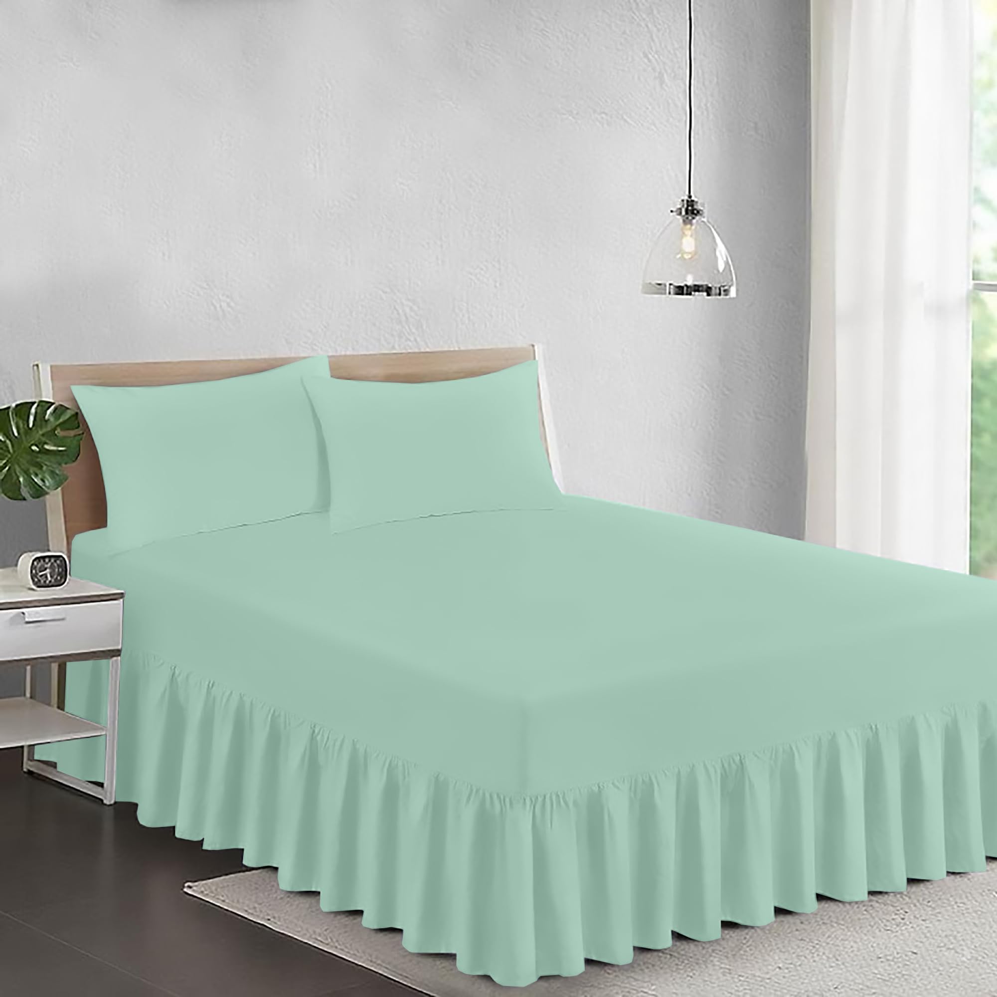 Ray Bedding Valance Single Fitted Sheet 100% Egyptian Cotton 400 Thread Count Frill Bed Sheets Single Super Soft Breathable & Luxury Deep Fitted Base Valance Sheets โ image 1