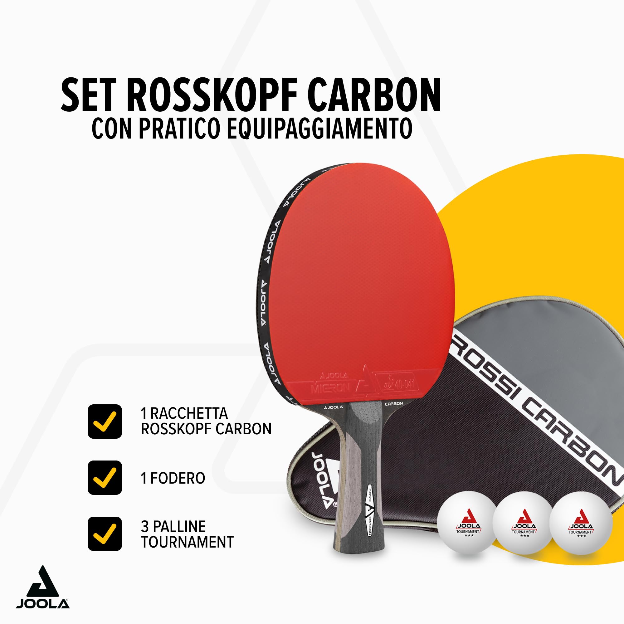 JOOLA Racchette da Tennis da Tavolo Professionali INFINITY, MEGA e ROSSI CARBON Approvate dall'ITTF per Giocatori Esperti e Competizioni