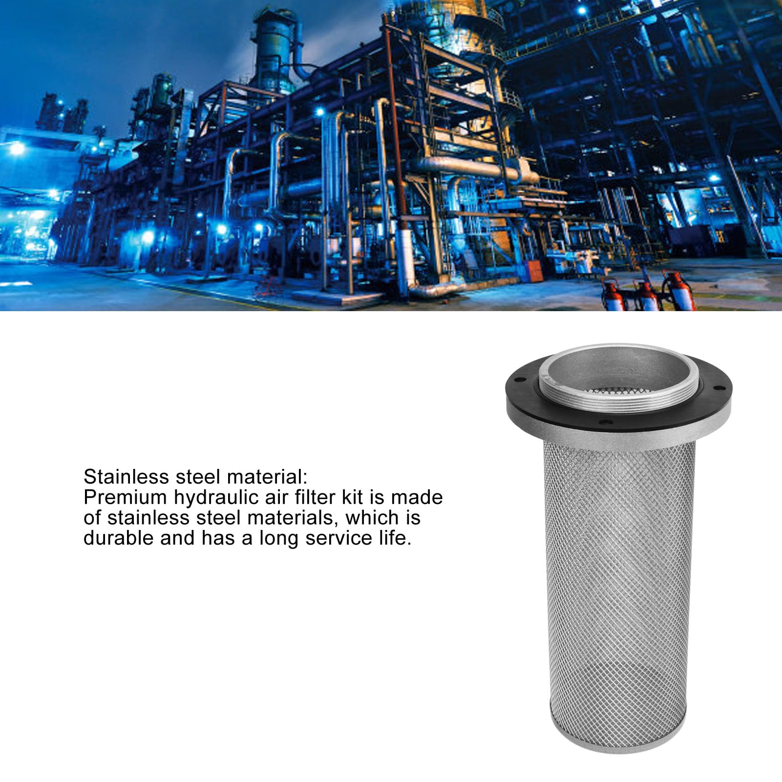 Filtro dell’aria per serbatoi di olio in acciaio inox, ricambio del filtro dell’aria idraulico, valvola sfilabile per la pulizia dell’aria del serbatoio del carburante con schermo