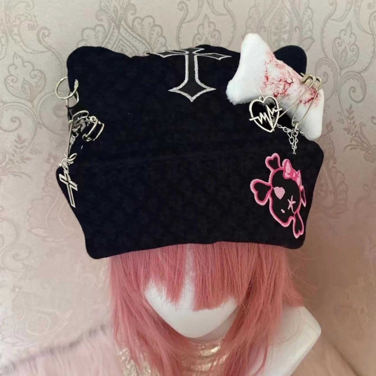 Strickmützen Hüte Mützen Caps Beanie Gestrickte Katze Handgemachte Katze Ohr Form Punk Hut