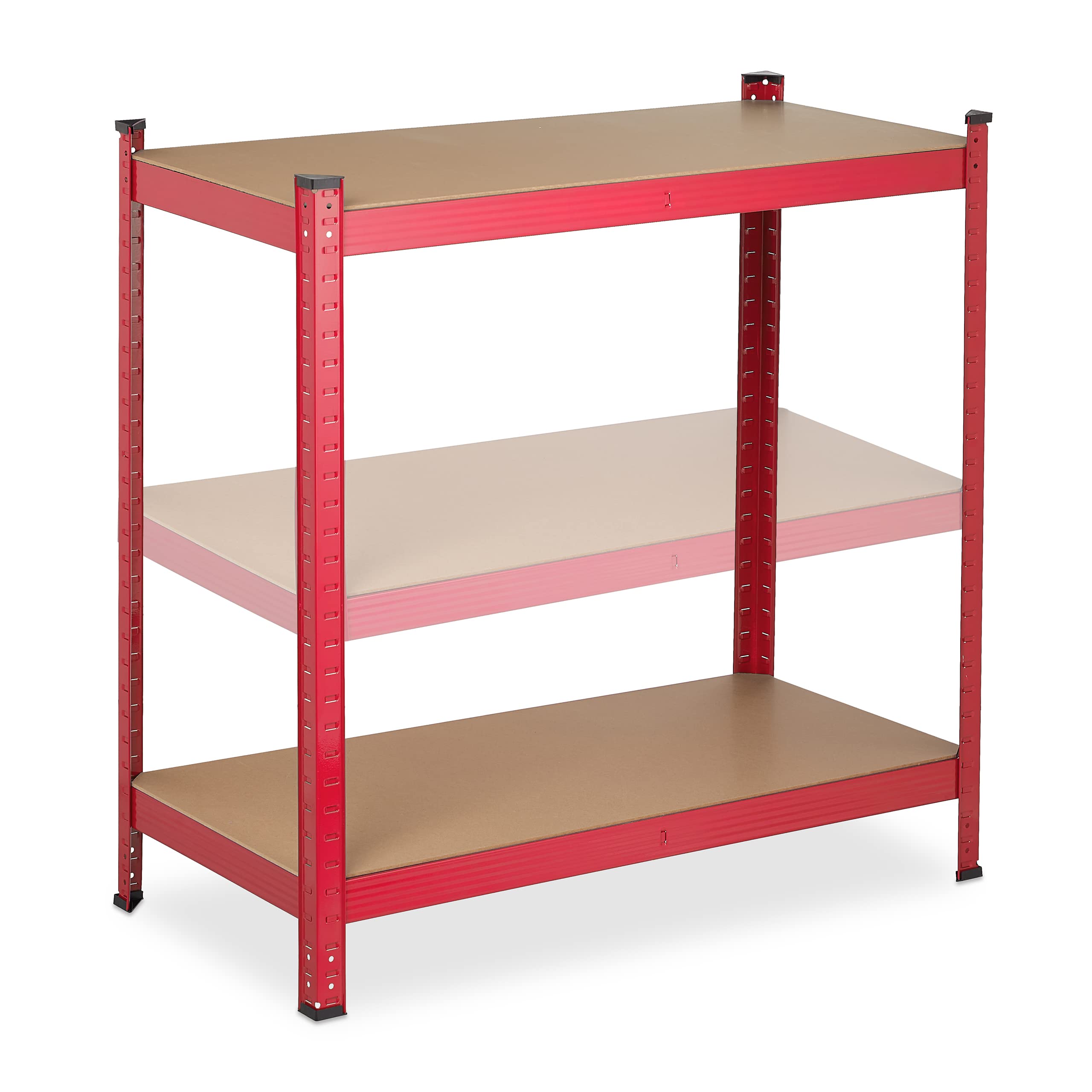 Relaxdays Scaffale in Metallo, Carichi Pesanti, 5 Ripiani, Portata 875 kg, HxLxP 180x90x45 cm, Garage e Officina, Rosso