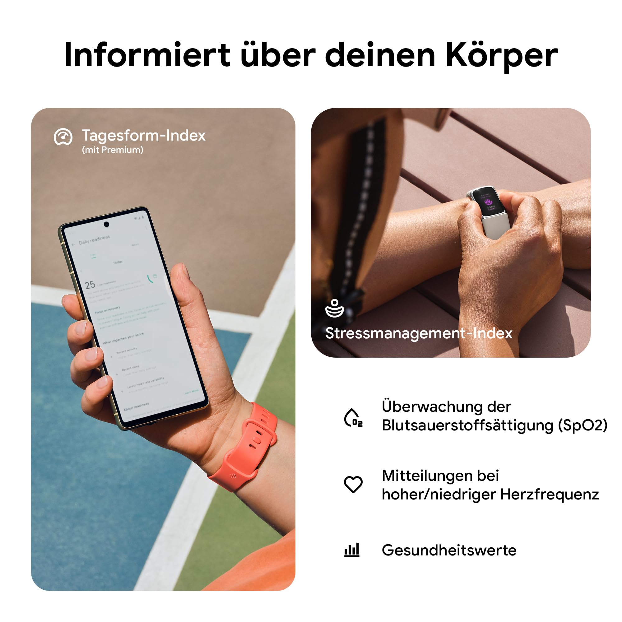 Google Fitbit Charge 6 Aktivitätstracker enthält ein 6 monatige Premium Mitgliedschaft, 7 Tage Akkulaufzeit, Google Wallet und Maps