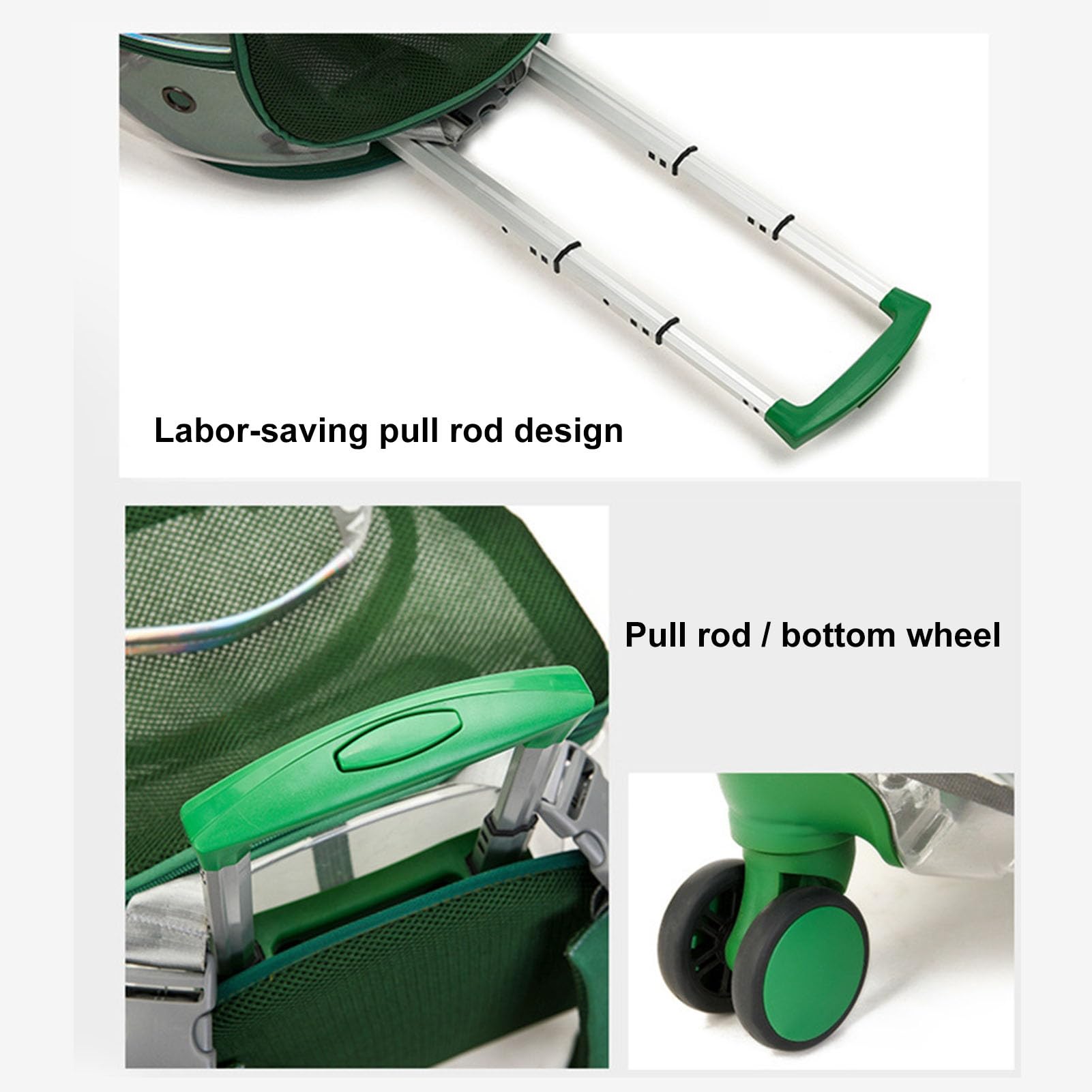Mochila transportadora transparente para mascotas con ruedas de carrito, perros, gatos, loros, conejitos en tamaño pequeño, ideal para viajes, paseos color negro