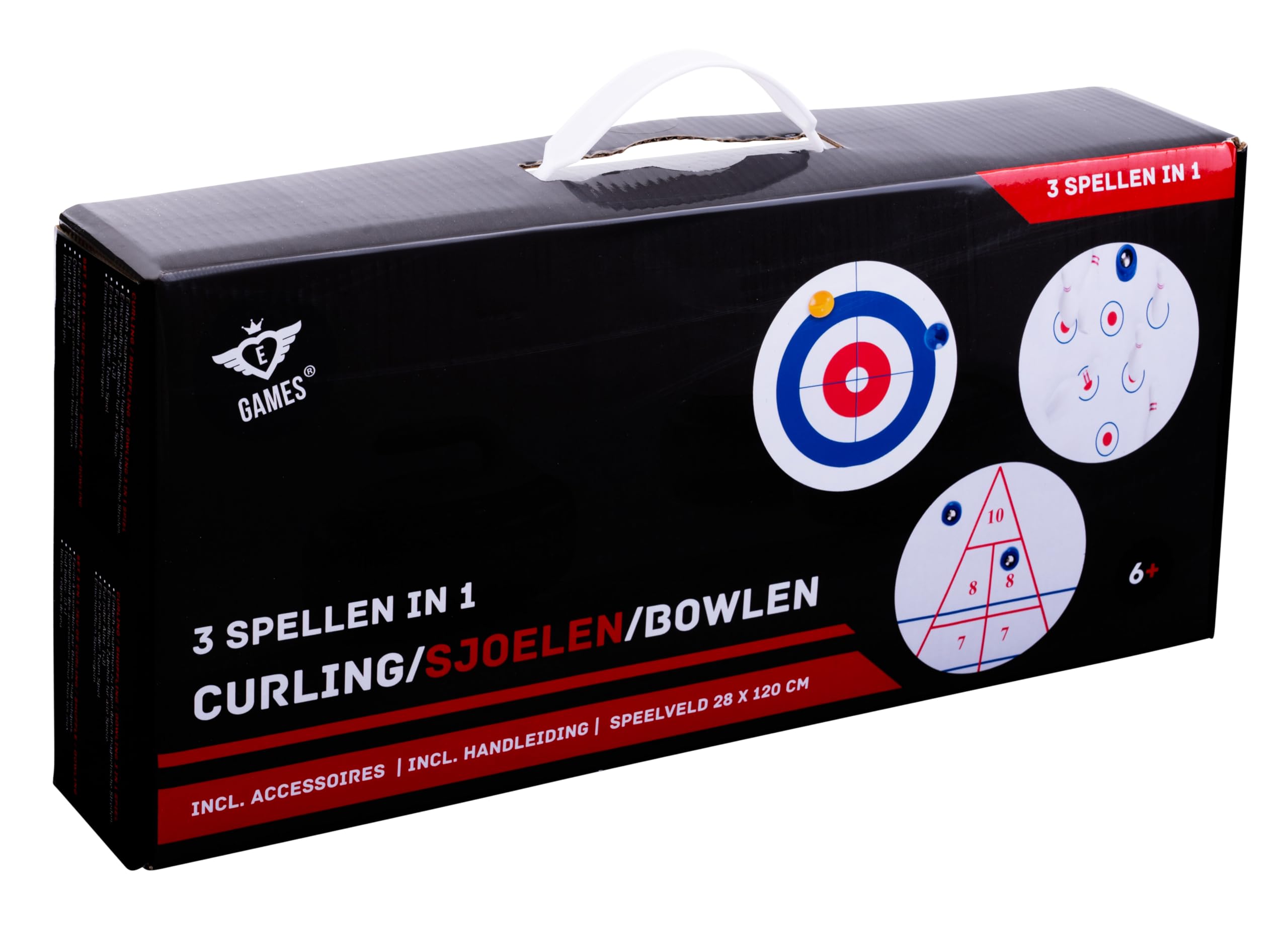 Engelhart - 340505 - Scatola Gioco 3 in 1: Curling, Shuffleboard e Bowling - Dimensioni 120 x 28 cm
