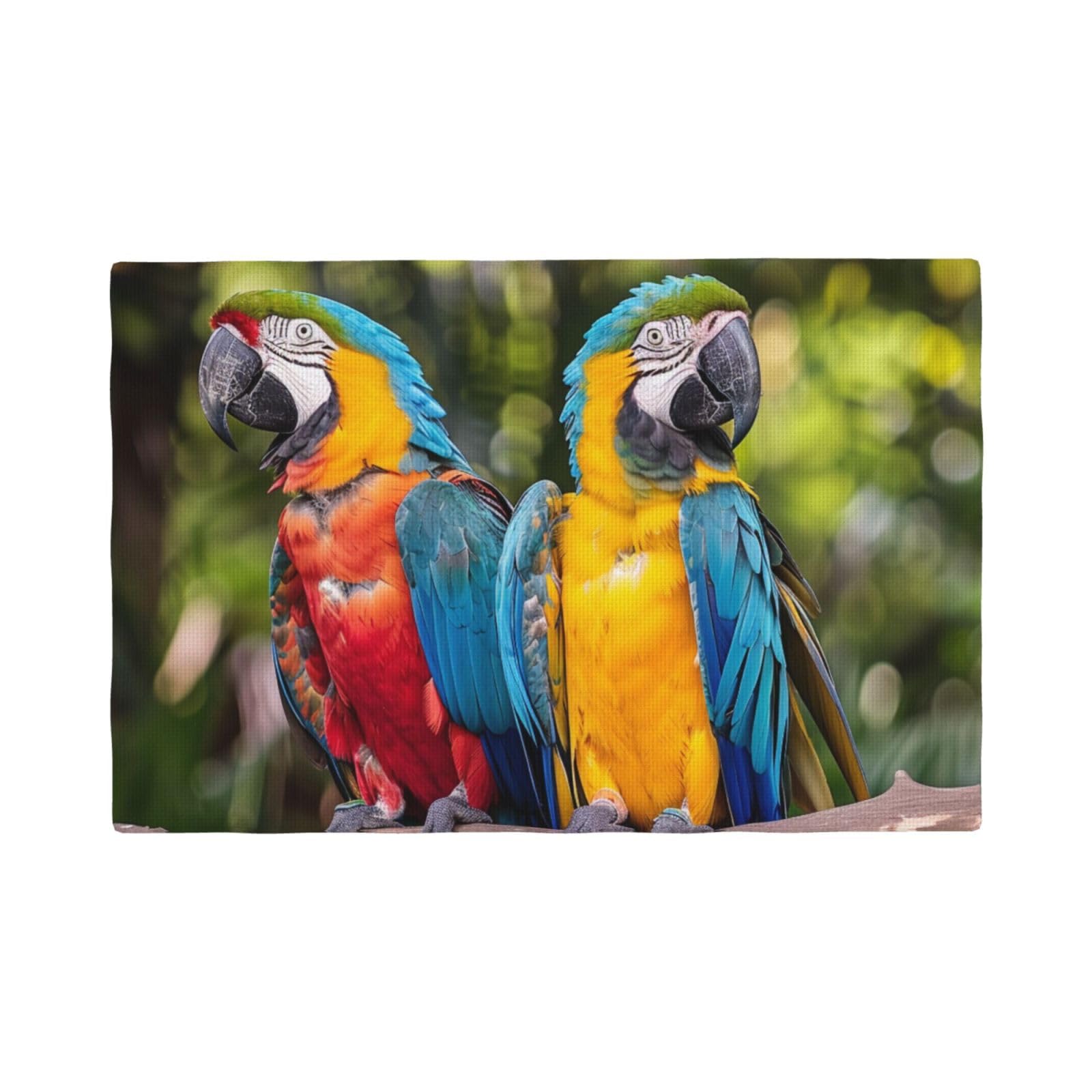 parrots Print Placemats Set, Heat Resistant Washable Placemat 12x18in Table Mats for Party Kitchen Dining Table Decoration Indoor Outdoor, Four Pieces