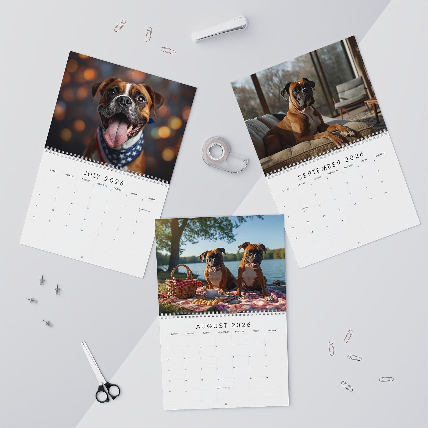2026 Boxer Dog Wall Calendar – 12 Month Calendar with Adorable Boxers & U.S. Holidays – Dog Lover Gift, Office & Home Decor