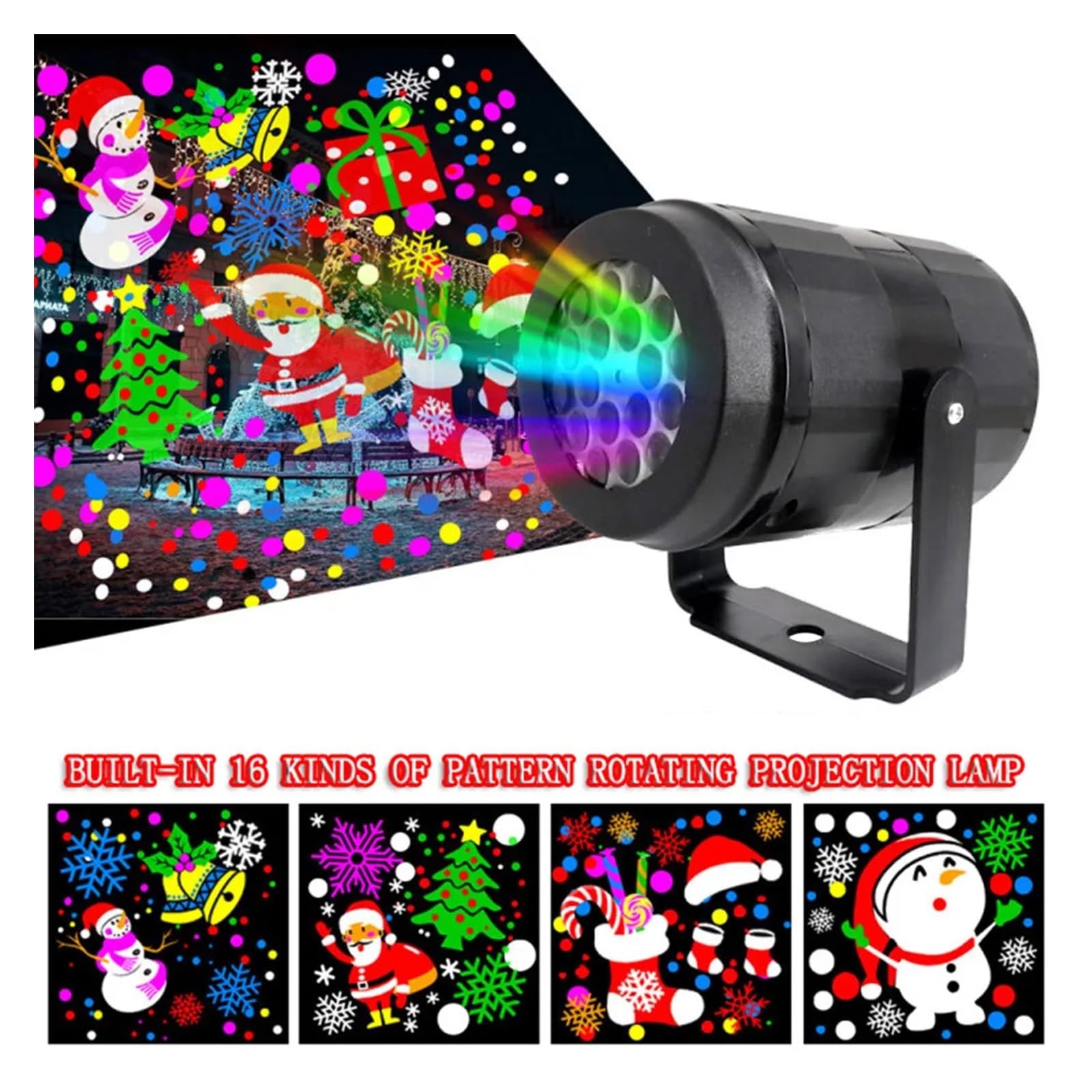 Projecteur Lumineux, projecteur de scène de fête de Noël, 16 Motifs, projecteur à LED, veilleuse pour Vacances, Lampe spéciale pour la Maison, Le Jardin, la fête