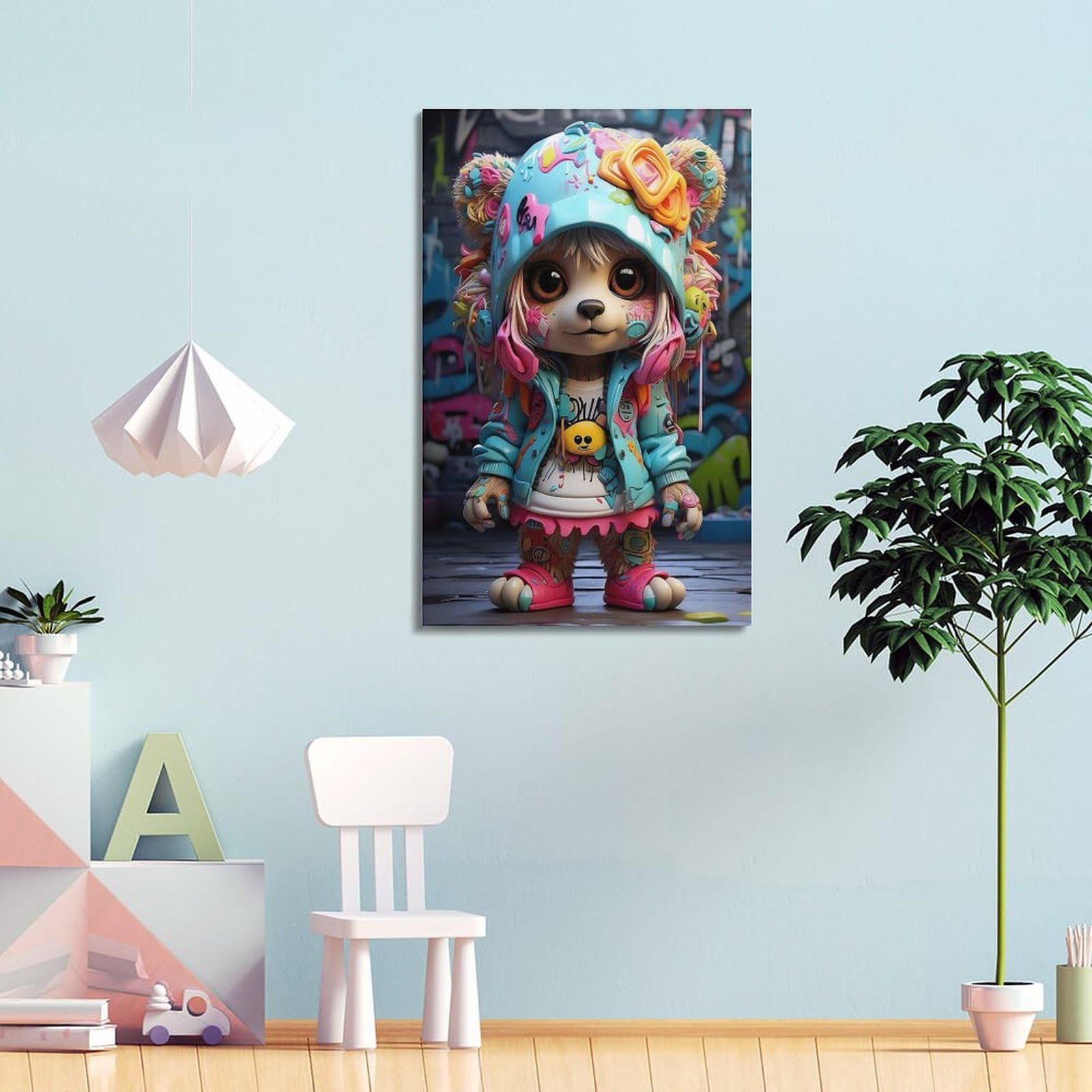 GJDYMX Poster su tela, motivo: animali, stile hip-hop e malvagi, poster decorativo da parete su tela, poster decorativo moderno, per camera da letto, 50 x 75 cm