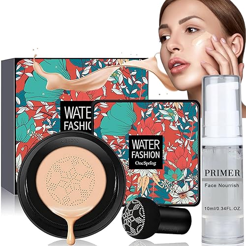 Amazfly Air Cushion CC - Base de maquillaje de cabeza de hongo, crema BB hidratante de larga duración, corrector mate de larga duración, base de