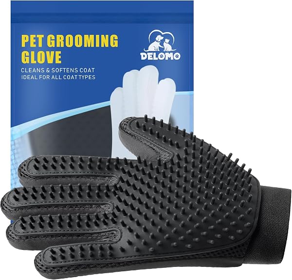 Pet Hair Remover Glove - Gentle Pet Grooming Glove Brush - Deshedding Glove - Massage Mitt with Enhanced Five Finger Des