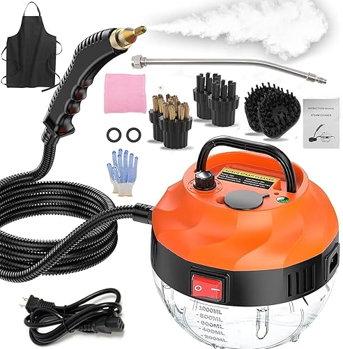 CKductpro Limpiador a vapor, limpiador de vapor de alta presión de 2500 W para el hogar, vaporizador para limpieza con 6 cabezales de cepillo y
