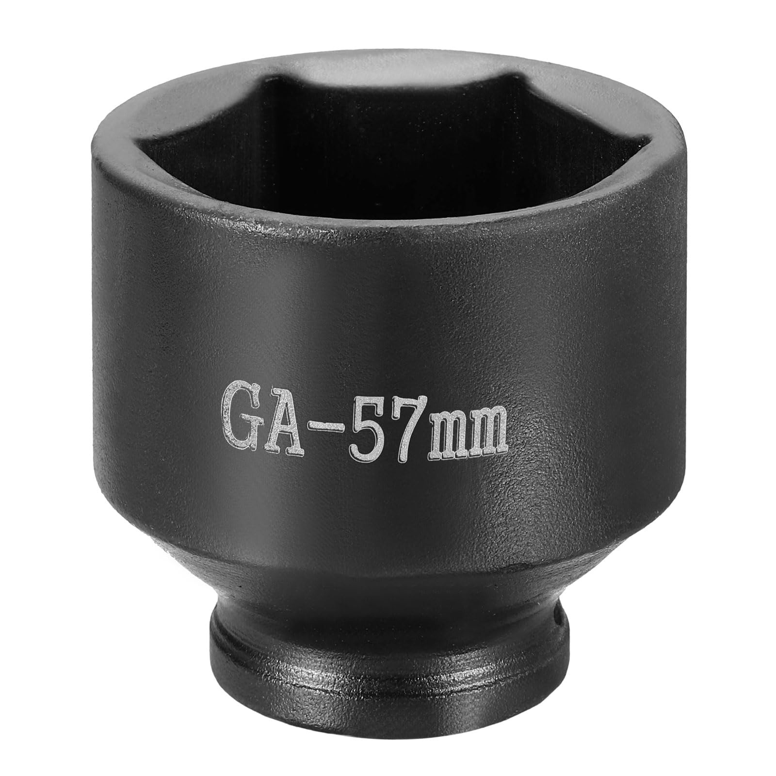 sourcing map 6 Point Impact Socket 1" Drive 57mm Metric Socket CR-V Steel Spindle Axle Hex Sockets for Machine Shaft Nuts Bolts Repair, Black