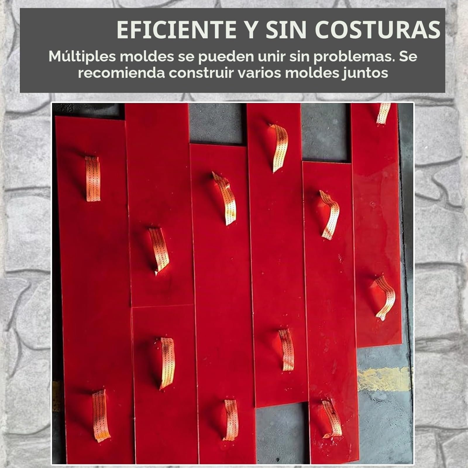Moldes Hormigon Impreso con Asas, Textura de Piedra, Sello de Poliuretano for Piel Texturizada de Hormigón de 60x30cm for Carreteras, Muros
