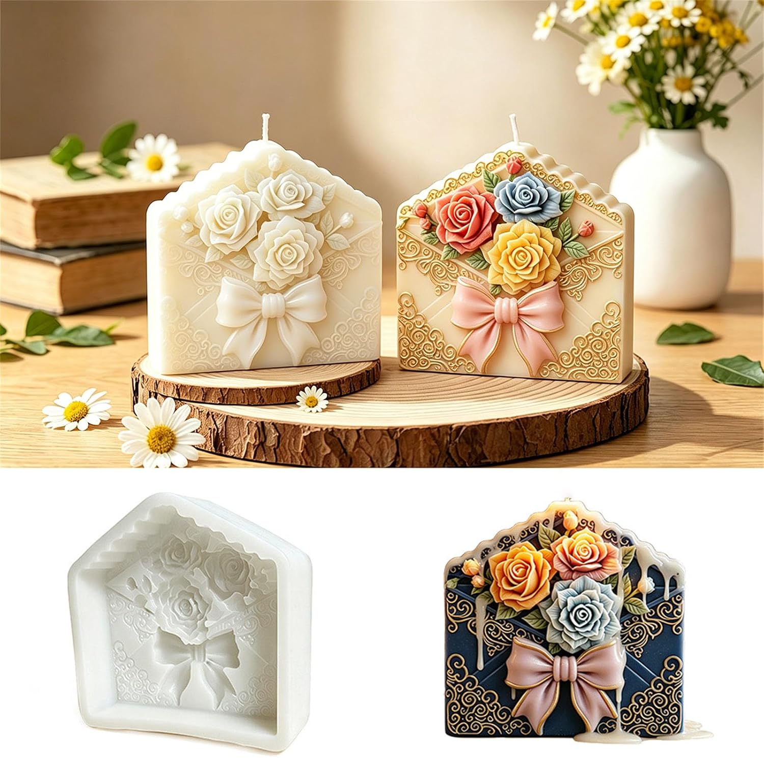 Exquisite Floral Envelope Silicone for Making Soap Crafting Silicone