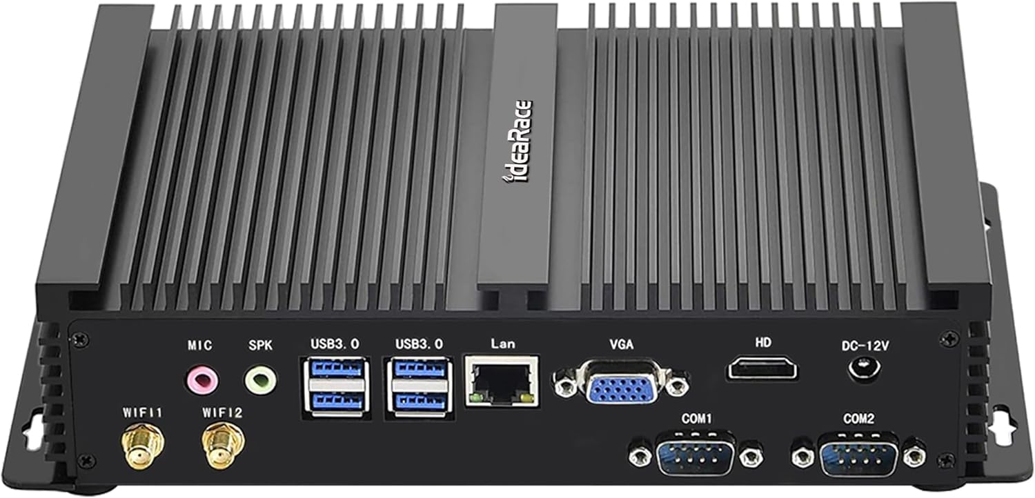 Fanless Mini Desktop PC, i5 8th Gen. 4 Cores CPU, 16GB DDR4 RAM+256GB NVMe SSD, 4K: 4096x2304, 2xCOM RS232, 4K: 4096x2304, HD, VGA, WF+BT, Full Metal case