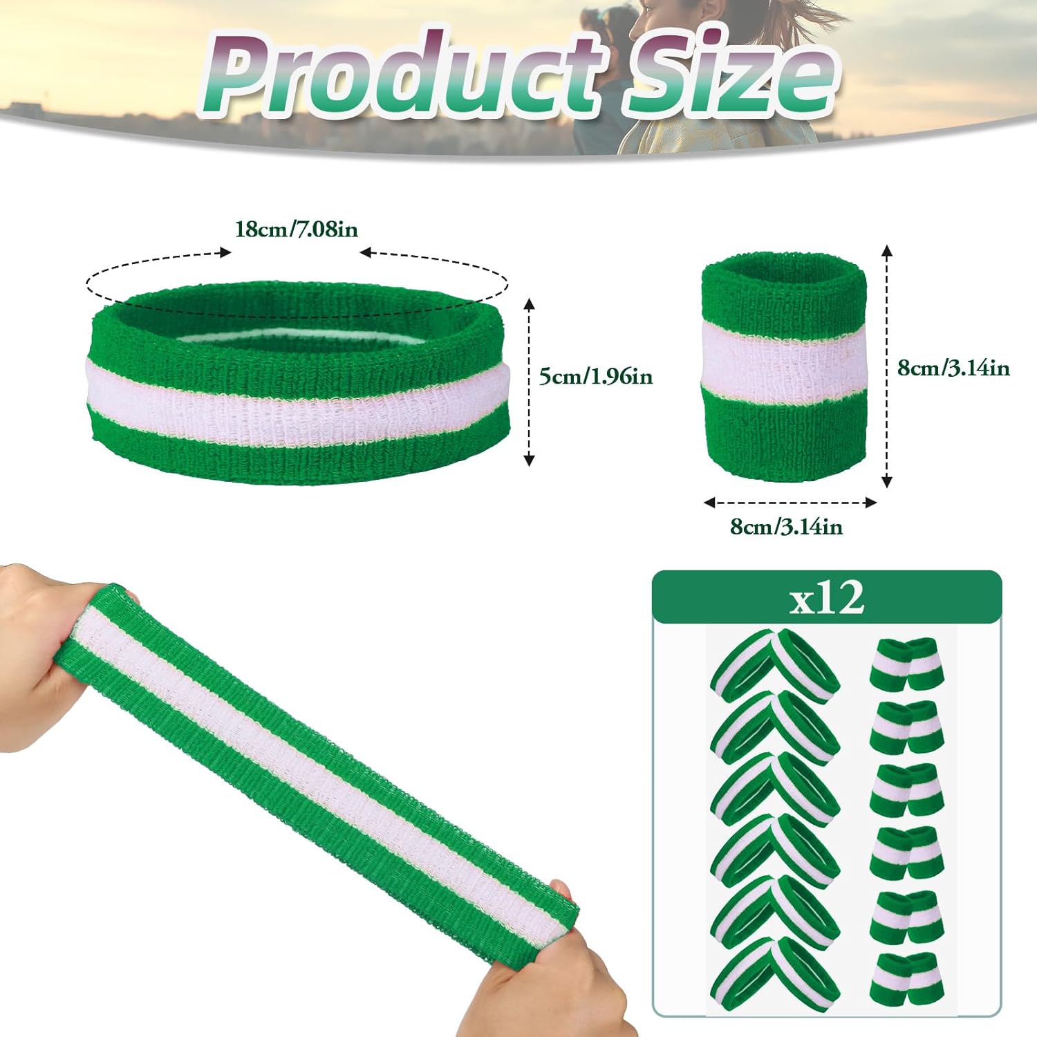 36 Pcs Wrist Sweatband Set Sports Headband Wristband Set for Men Women Party Sports Cotton Headbands Athletic Sweat Bands for Tennis Football Gym Workingout Accessories - Image 2