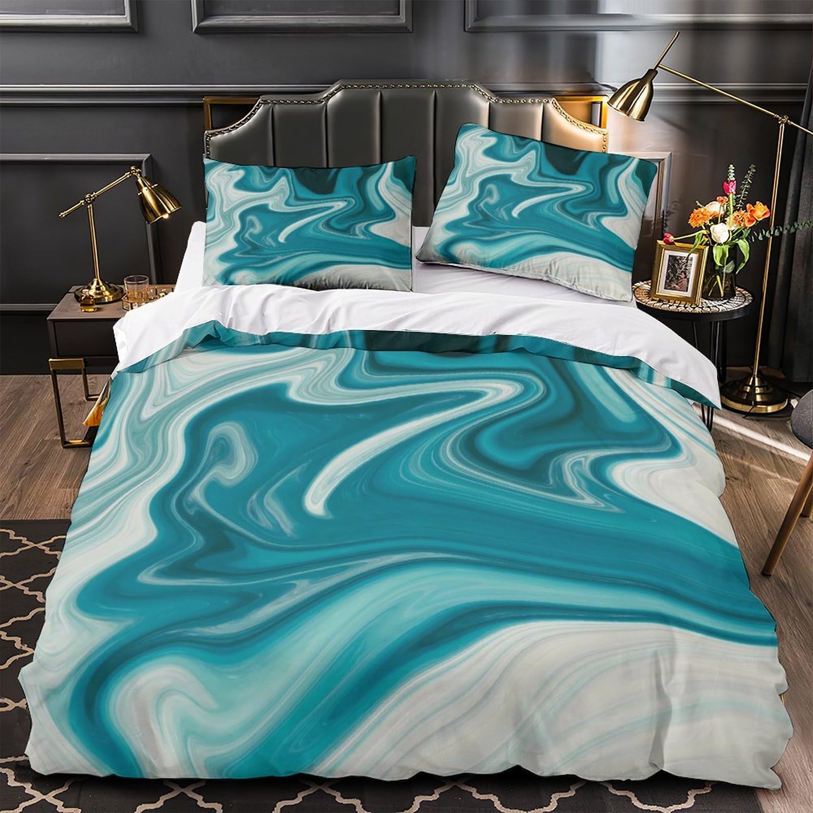 Housse de couette 3D art abstrait pour lit double de chambre ado et enfant