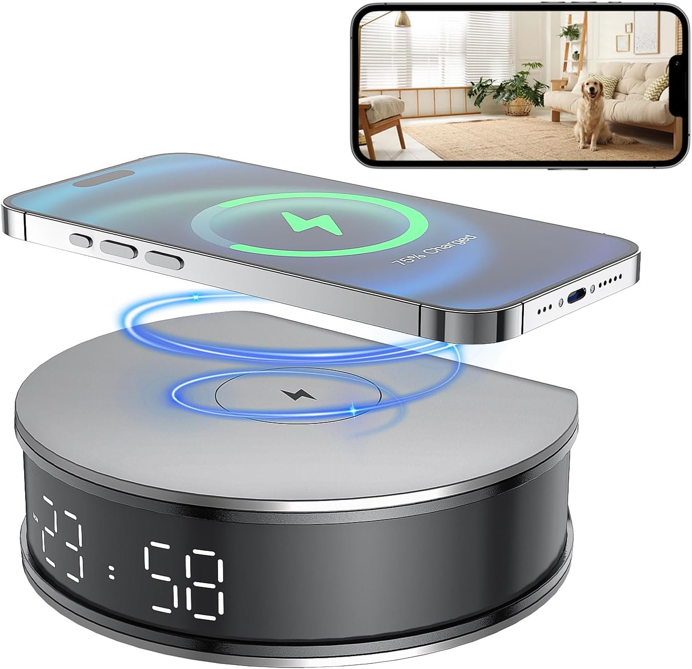 LIZVIE WiFi Camera Clock Video Recorder Real-Time Camera with Wireless Spy Camera Clock, 1080P HD,Motion Detection 110°Viewing Angle Security Camera for Home Office Store(2.4Ghz)