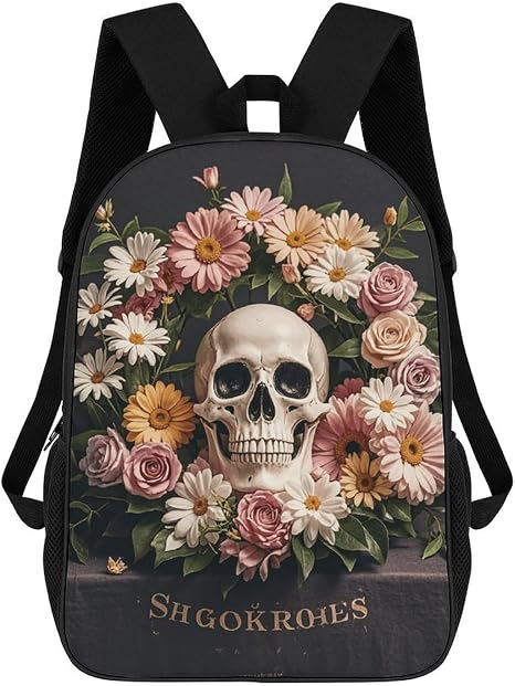 Bonsai Tree Sugar Skull Lightweight Backpack Casual Carry On Laptop Backpack,Hiking Bag for Camping Sports Work