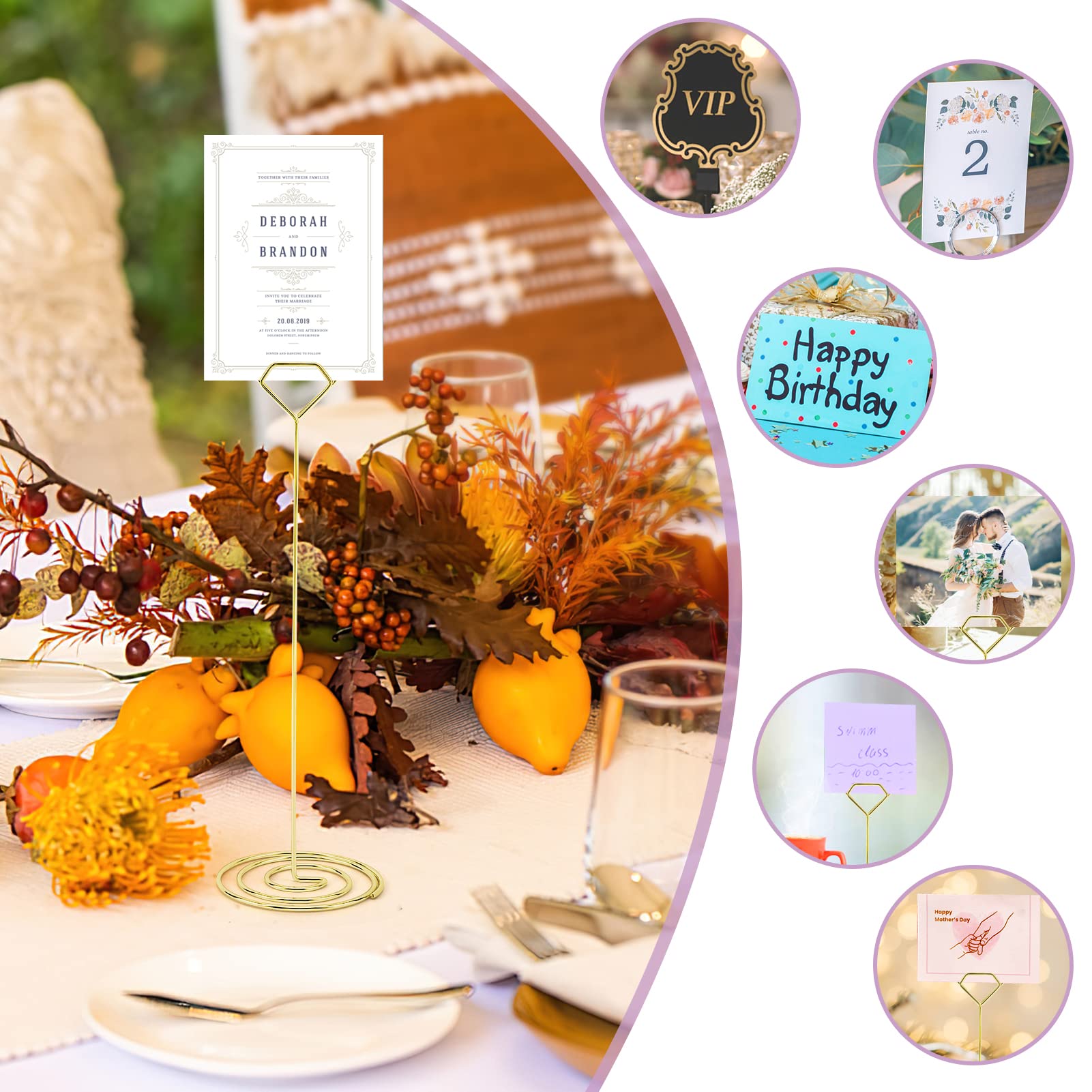 Lot De 20 Porte-cartes De Table En Métal Doré - Design Triangulaire Stable - Pour Mariage, Banquet, Anniversaire, Restaurant