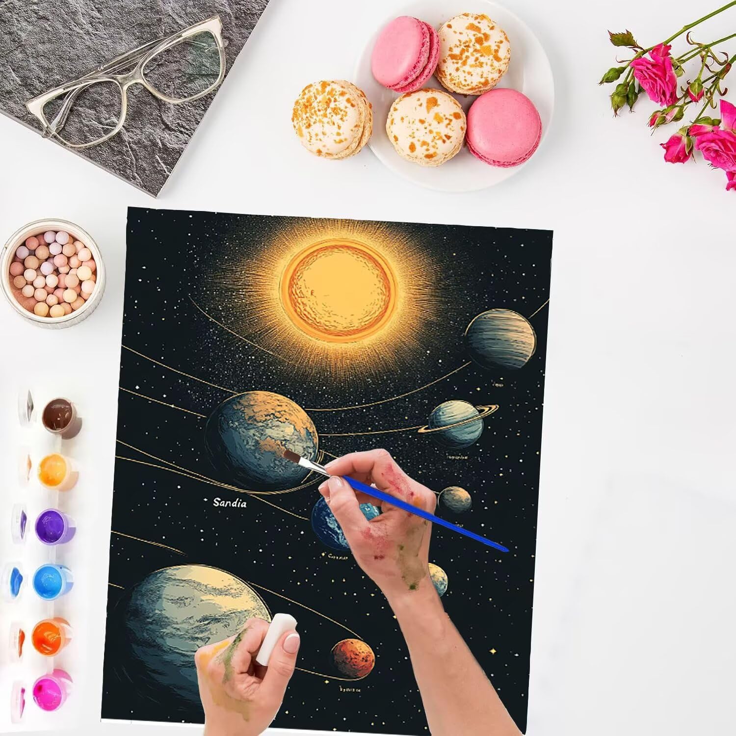 Księżyc Ziemia do malowania po numerach, zestawy do malowania po numerach, dla dorosłych, zestawy do malowania na płótnie według numerów, kolorowy pigment akrylowy, rękodzieło, prezenty do domu