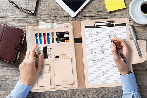 Miniatura 13 de Toplive- Cartera portadocumentos, carpeta para conferencias, organizador de documentos empresariales ejecutivo con tamaño carta/ tamaño A4,