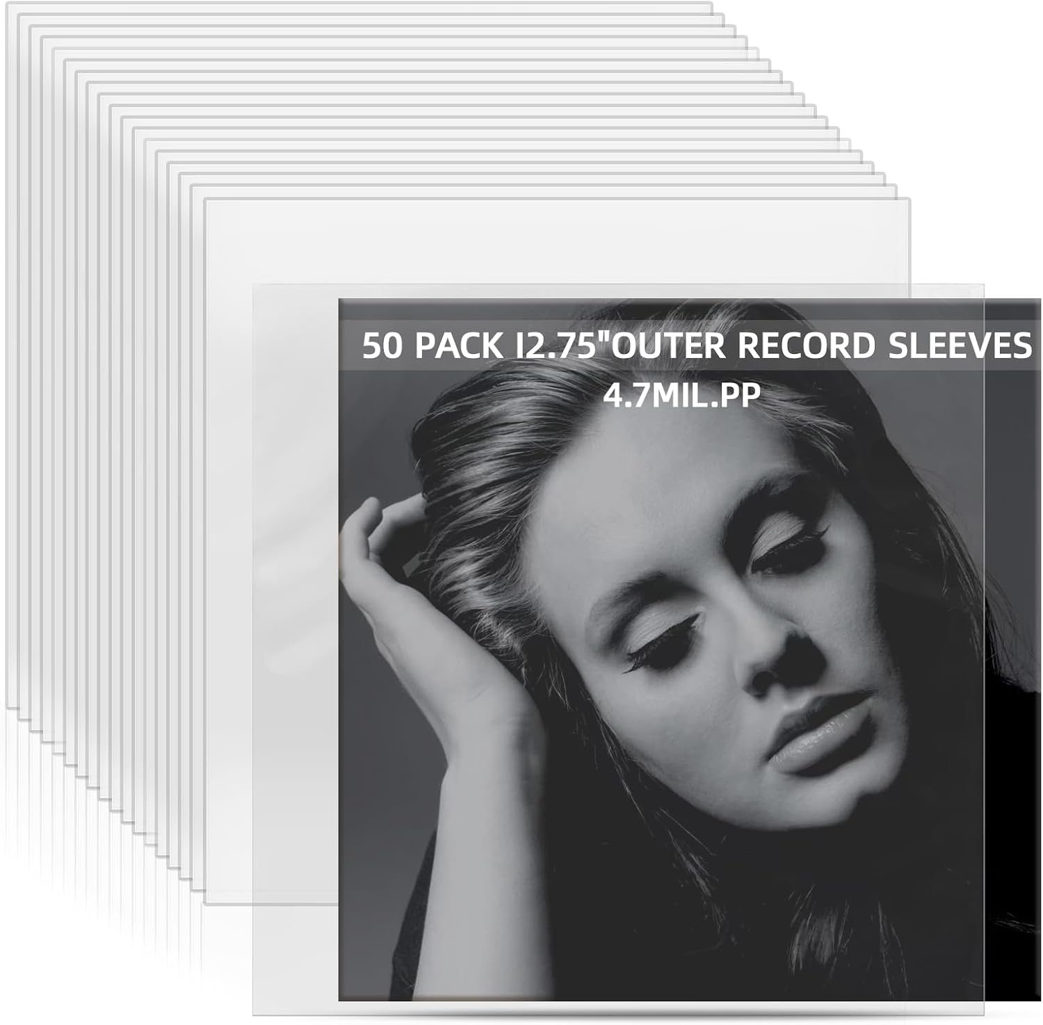 50 Clear Vinyl Record Sleeves Outer - 4.7 Mil Heavy-Duty Protection 12.75"x12.75" LP Album Sleeves for Gatefold/Double LPs Anti-Static, Archival Quality