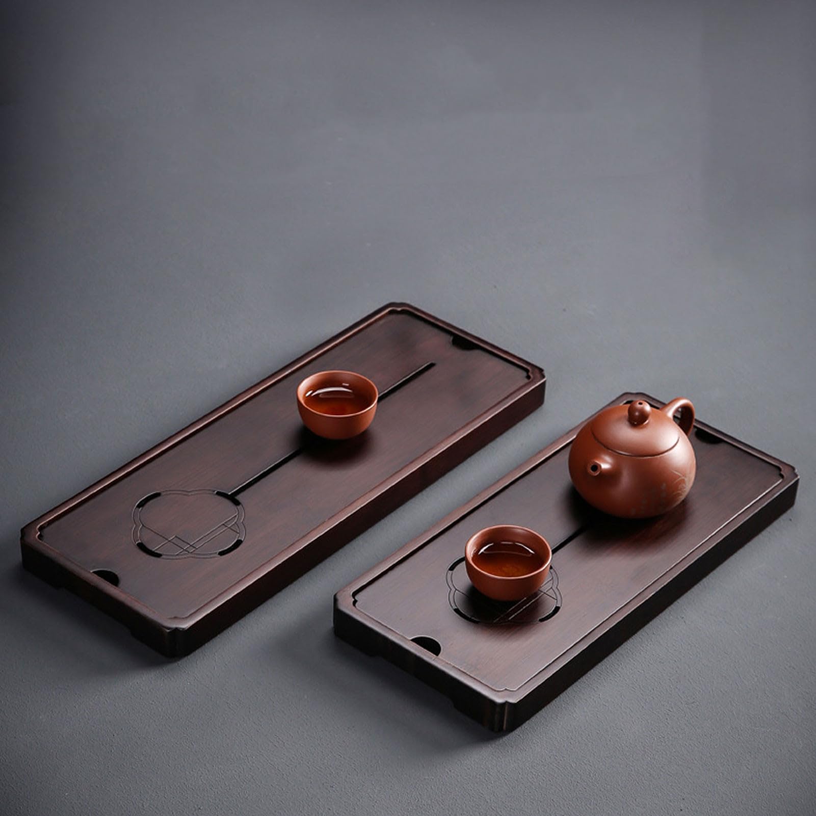 Vassoio da tè cinese Gongfu con contenitore per l'acqua, vassoio da tè cinese in legno, vassoio da tè decorativo semplice per la casa (piccolo)