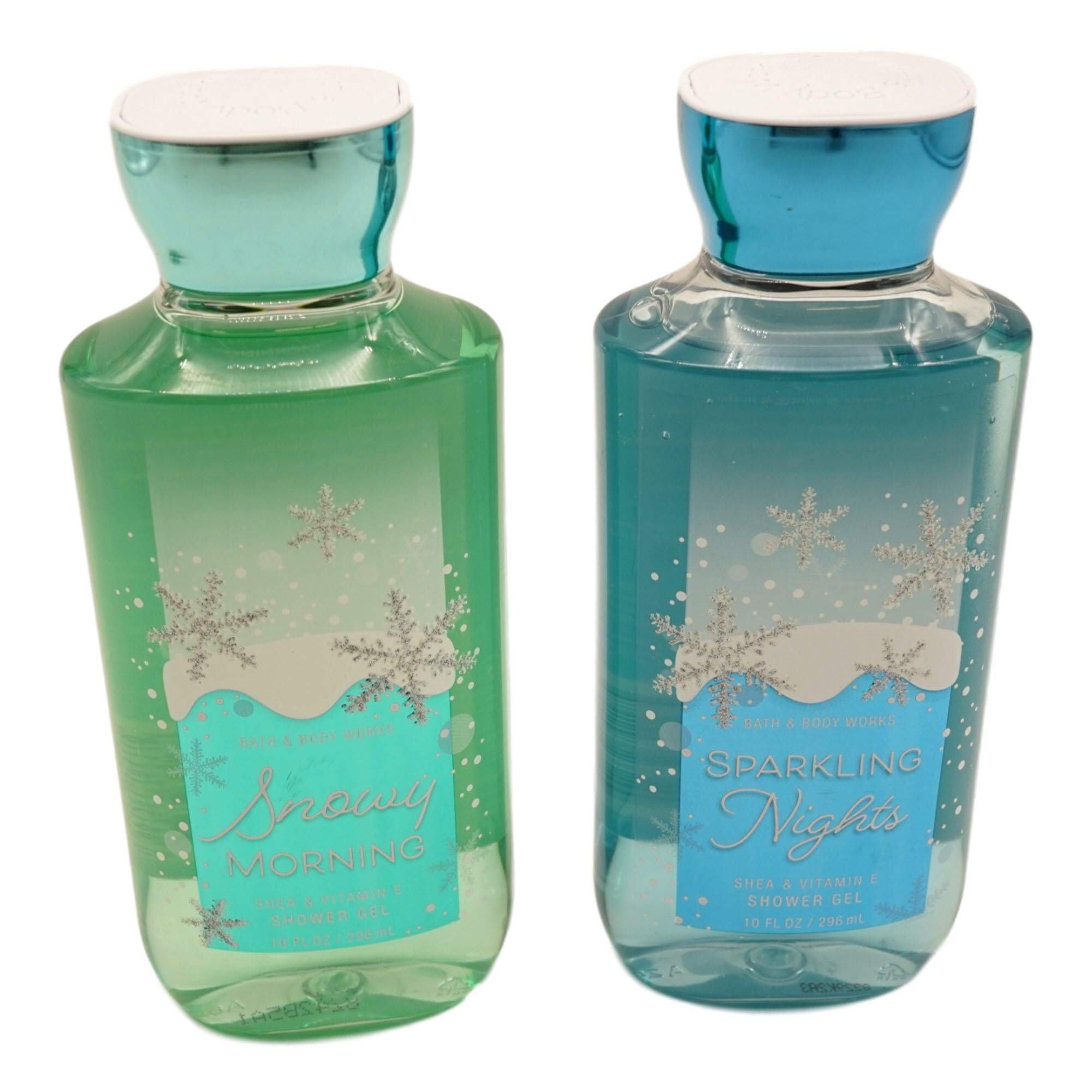 Bath and Body Works 2 Pack Snowy Morning and Sparkling Nights Shower Gel 10 Oz.