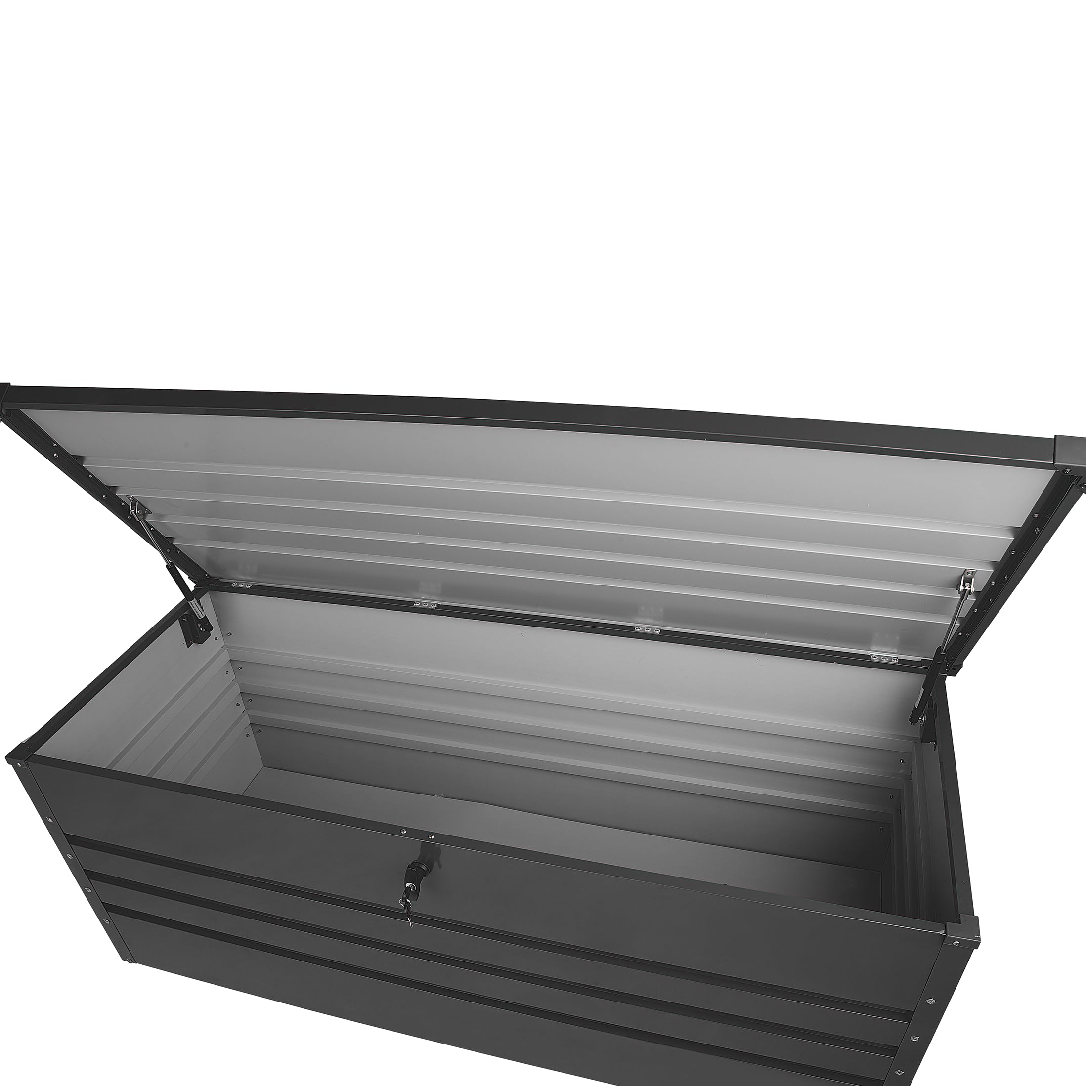 Coffre de Rangement Extérieur 165 x 70 cm 600 Litres en Acier Galvanisé Gris Foncé Idéal pour les Accessoires de Jardin Durable et Décoratif Beliani