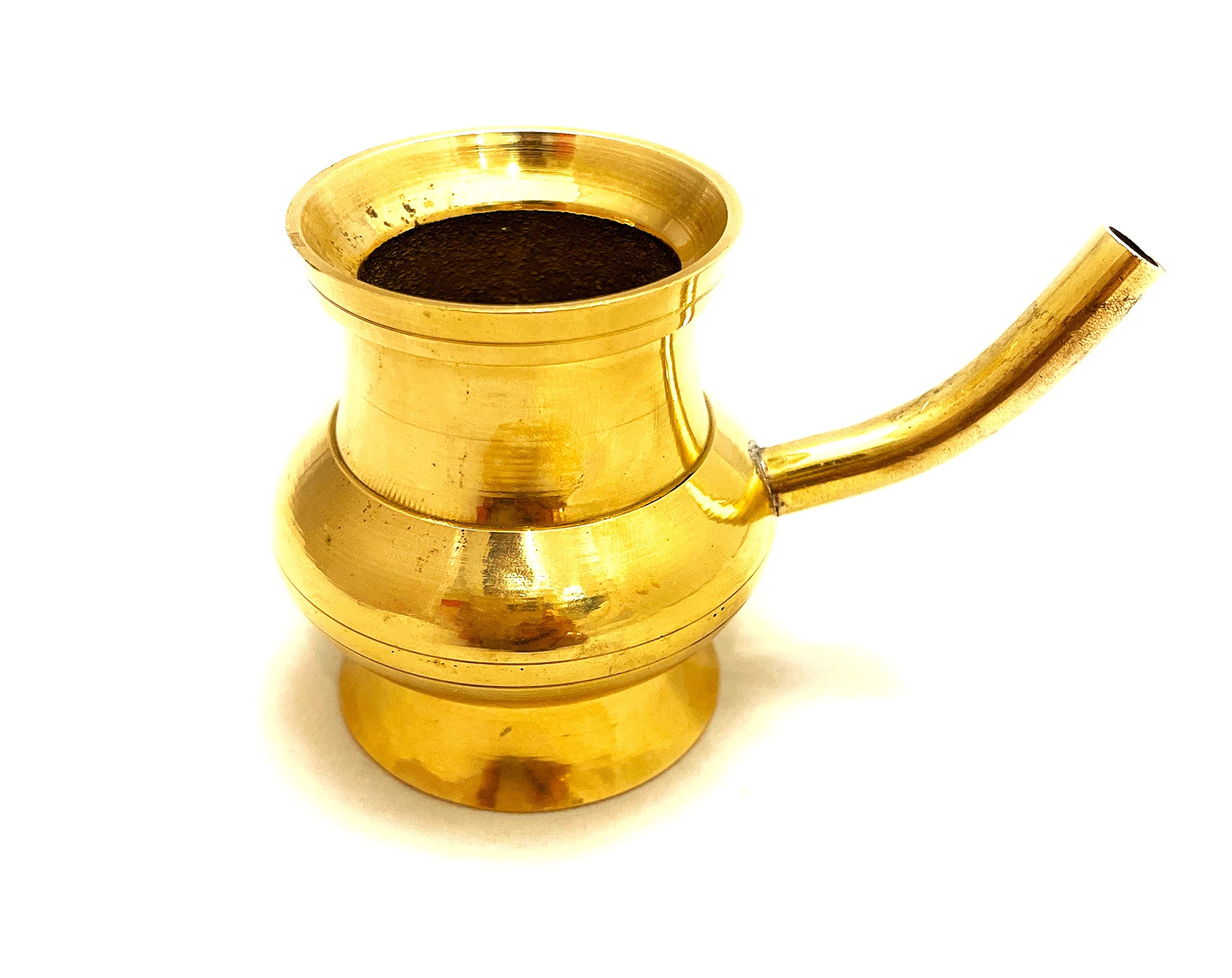 MOONCEE India Brass Traditional Kerala Pooja Kindi for Home Temple Interior Exterior Onam Diwali Festivals Karwa Chauth Chath (8x6 cms)