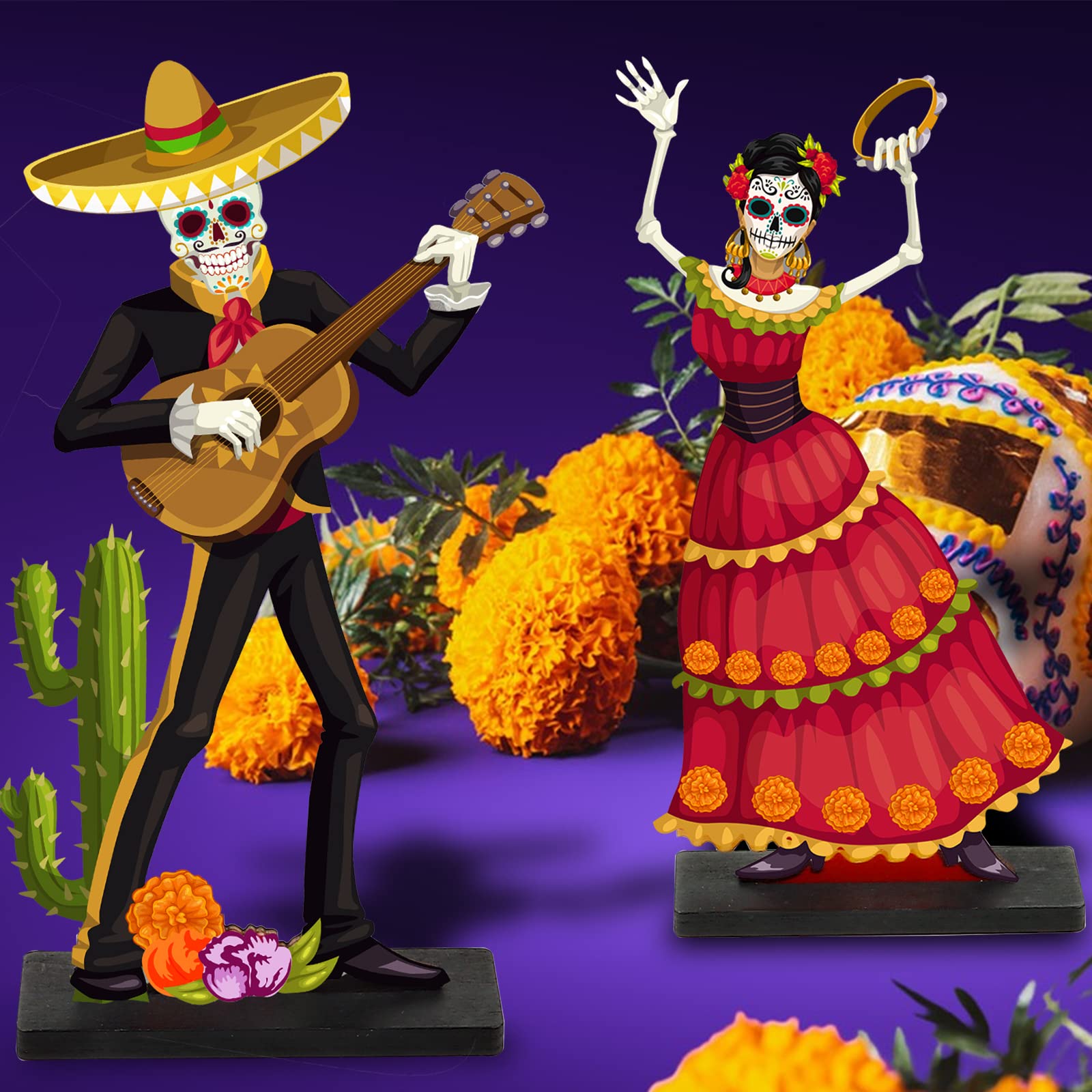 2 piece Dia de Los Muertos accessories Amazon.com: 2 PCS Day of the Dead Centerpieces, Wooden  main image 2