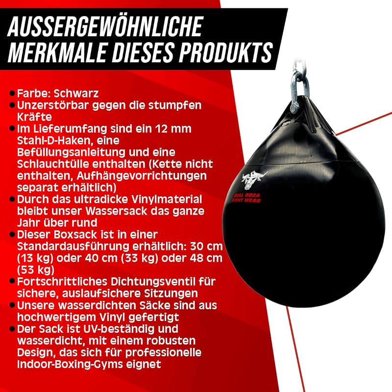 BULL DOZA FIGHT WEAR vízálló ütőzsák 30cm 14kg edzéshez