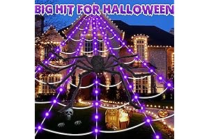 Halloween Spider Webs with Giant Spider and LED Lights