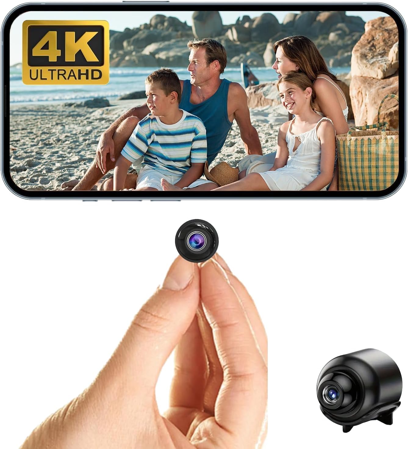 Ultra Mini WiFi Camera,Tiny Pocket-Sized,Real HD4K Live video surveillance,No Need Wifi Camera,Nanny Cam,Smart Alerts Home Baby Monitor Pet Monitoring with Night Vision,Motion Detection,Loop Record