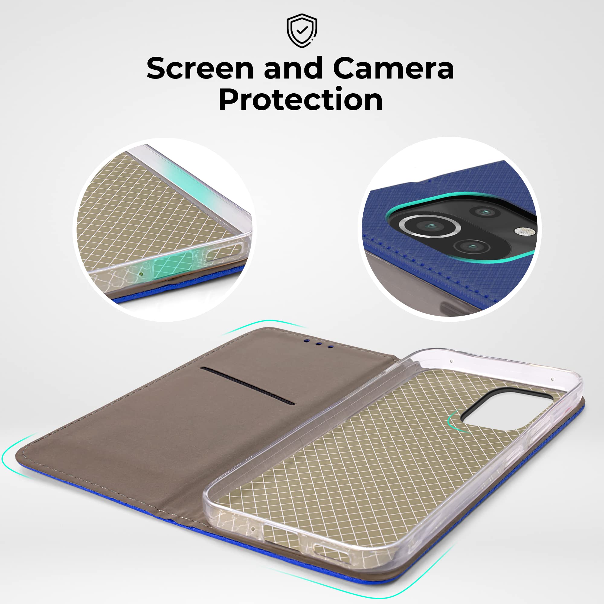 Custodia Portafoglio Per Xiaomi Mi 11 Lite 5G - Cover In Pelle Con Disegno Marmo Blu E Porta Carte