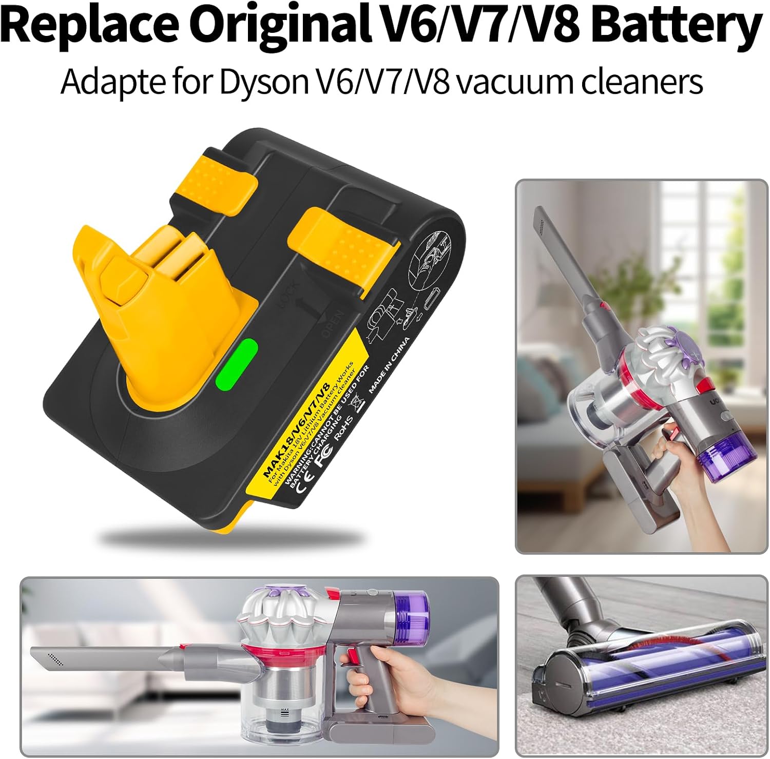 Battery Adapter - Compatible with Dyson V6, V7, V8. Convert a Makit Battery to be Used as a Dysn Battery, Suitable for Dyson Vacuum Cleaners in The V6, V7, and V8 Series. (for makita)