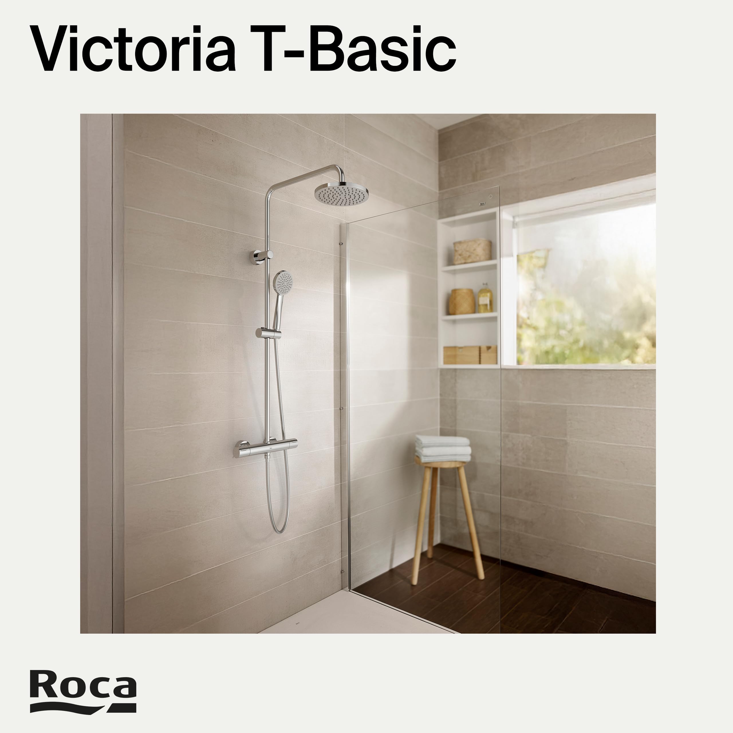 Roca A5A9F18C00 - Columna de ducha termostática Victoria BASIC, Version Nueva, Cromo
