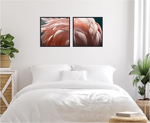 Miniatura 4 de Kate and Laurel Flamingo 2 Piece Framed Canvas Wall Art Set by Alicia Bock, Sylvie Beaded Black Modern Contemporary, Animal Art for Wall Decor
