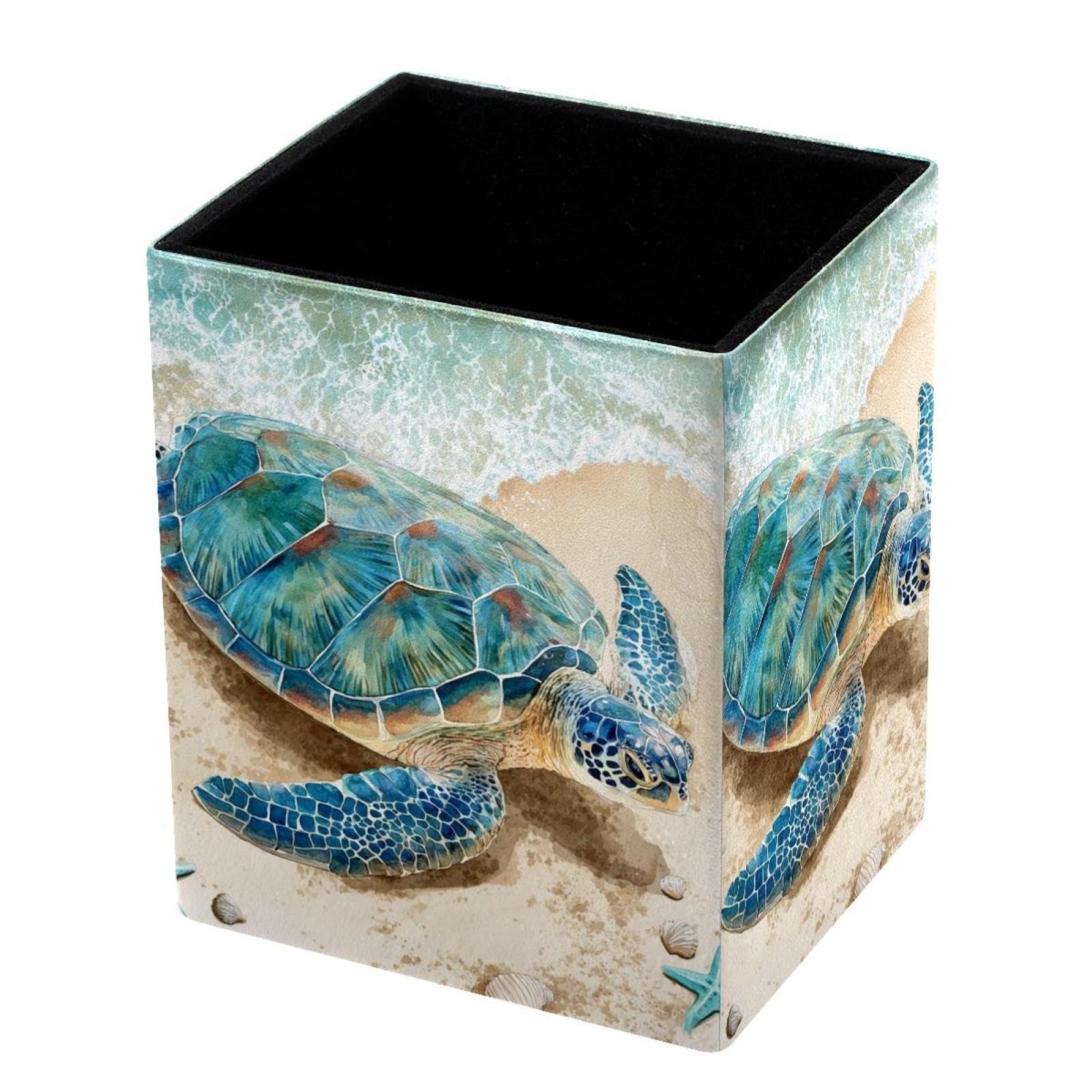 VAPOKF Pencil Holders for Desk, Sea Turtle Printed Pen Holders Pen Pot Makeup Brushes Storage Desktop Stationery Supplies Organiser for Home Office