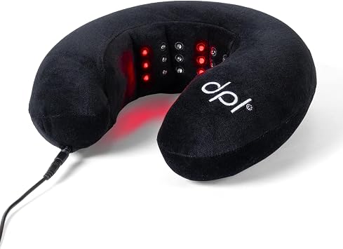 dpl Red Light Neck Pillow, USB Plug-in Travel Neck Pillow for Relaxation, Helps Ease Stiffness & Everyday Neck Discomfort, Black