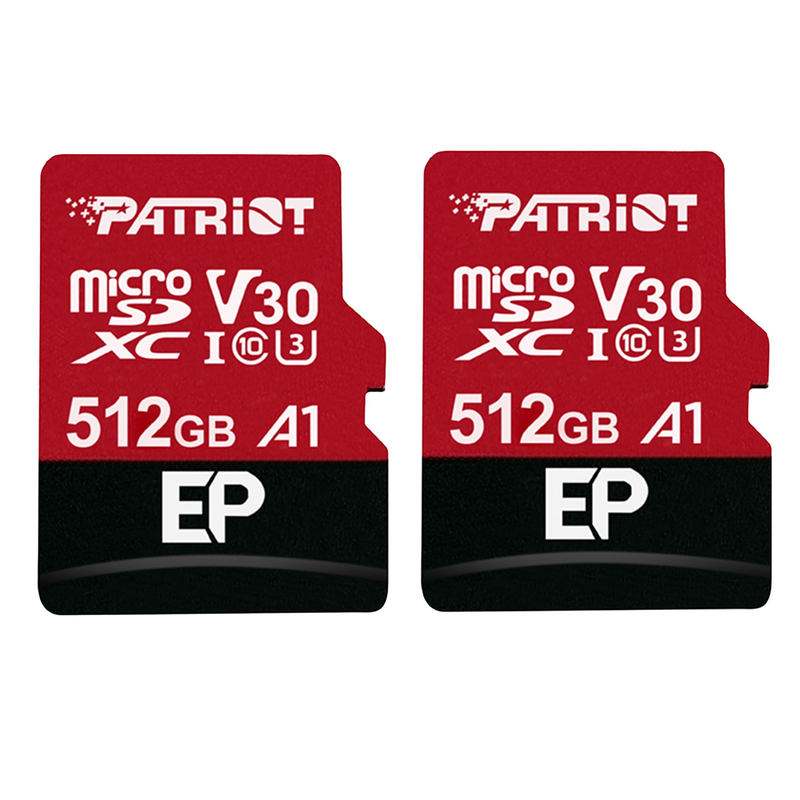 Patriot EP Series 512GB Micro SDXC V30 A1 UHS-I U3 4K UHD Memory Card 2 Pack - PEF512GEP31MCX2