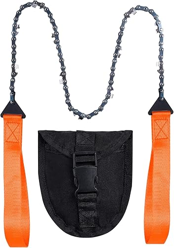 Miniatura 7 de Motosierra de bolsillo con mango de paracaídas, sierra de mano de cadena plegable, equipo de supervivencia de emergencia al aire libre para camping,