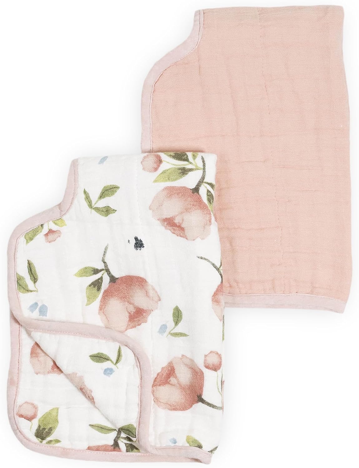 Little Unicorn 100% Natural Organic Cotton Burp Cloth 2 Pack | Ultra-Absorbent & Soft Muslin Fabric | Larger Size & Ergonomic Design (Watercolor Floret + Rosie)