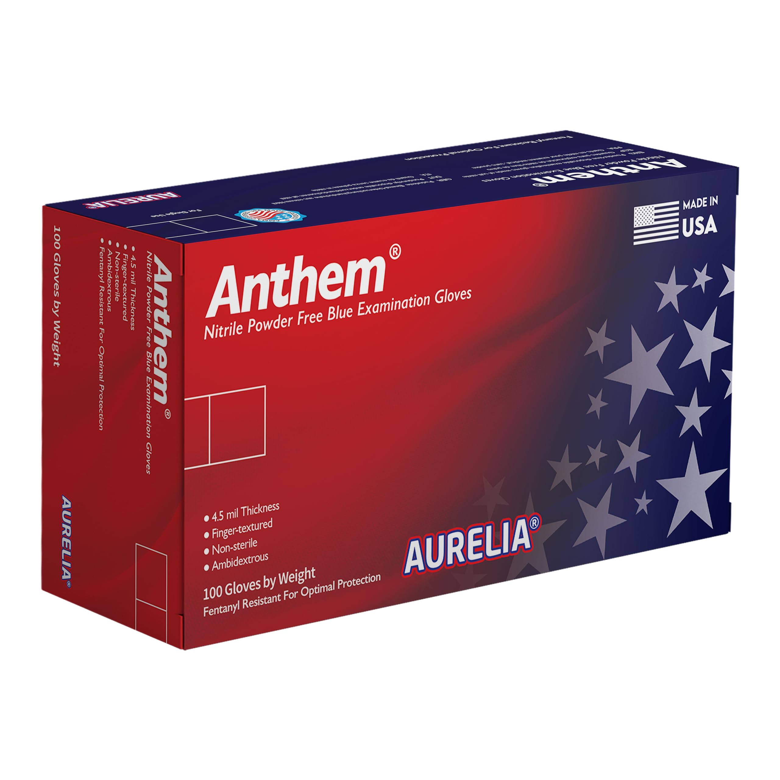 Aurelia Anthem, Patriot Blue Nitrile Gloves, X-Large, Case of 900 gloves