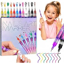12 Colors Nail Art Pens, Fine Tips Nail Polish Pens Quick Dry, Graffiti Dotting Pen Acrylic Painted Pen Kit 3d Nail Polish Pens Drawing Painting for Diy Nails Art Design Manicure Tools